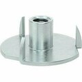 Bsc Preferred Steel Tee Nut Inserts Zinc-Plated 8-32 Thread Size 0.281 Installed Length, 100PK 90975A009